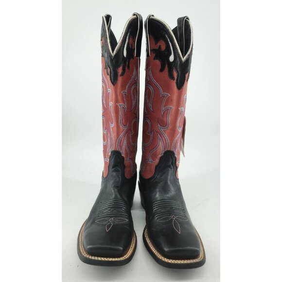 NEW Nocona Women's Size 6.5 B NL5501 Pink Black Square Toe Leather Cowboy Boots - Picture 2 of 16